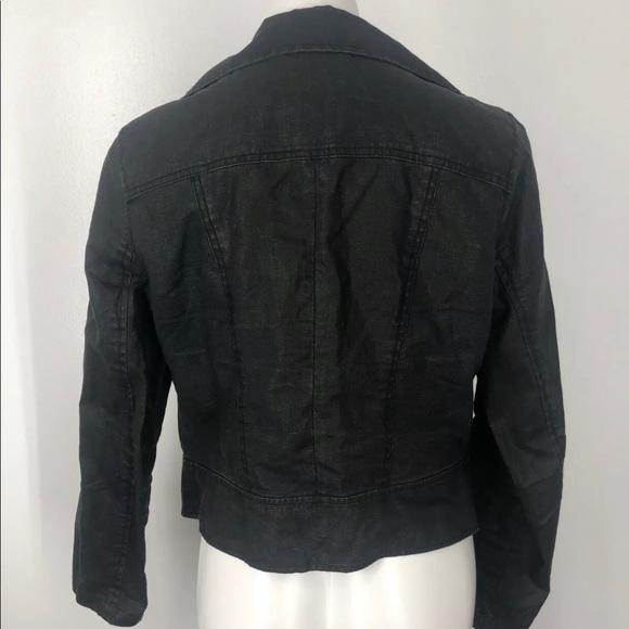 CAbi Black Wax Linen Ruffle Jacket Size Medium - Picture 6 of 7